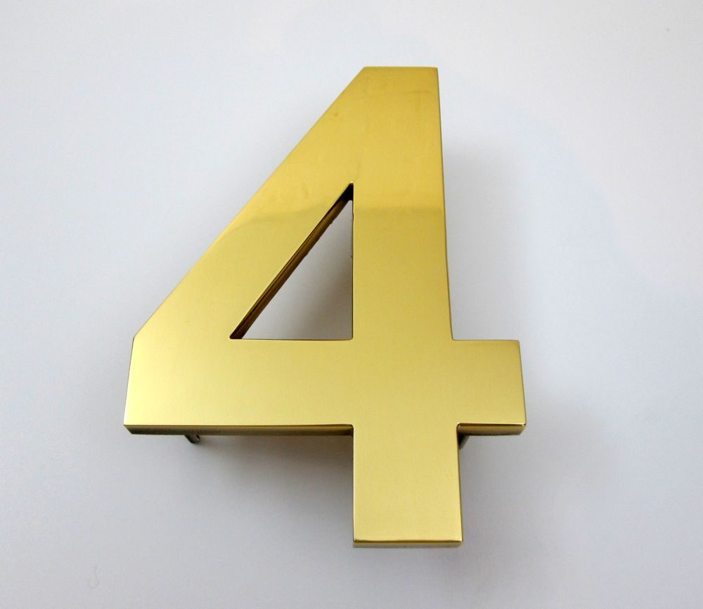 Large brass numbers, 200mm high by 12mm thick
